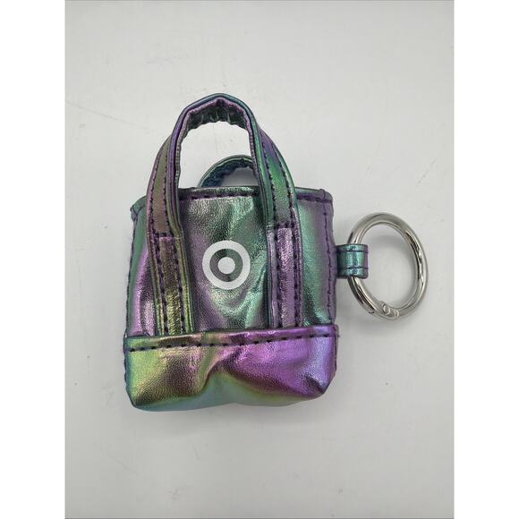 Target Keychain Mini Purse Shopping Bag Iridescent Blue Purple Green Bullseye - Picture 1 of 6